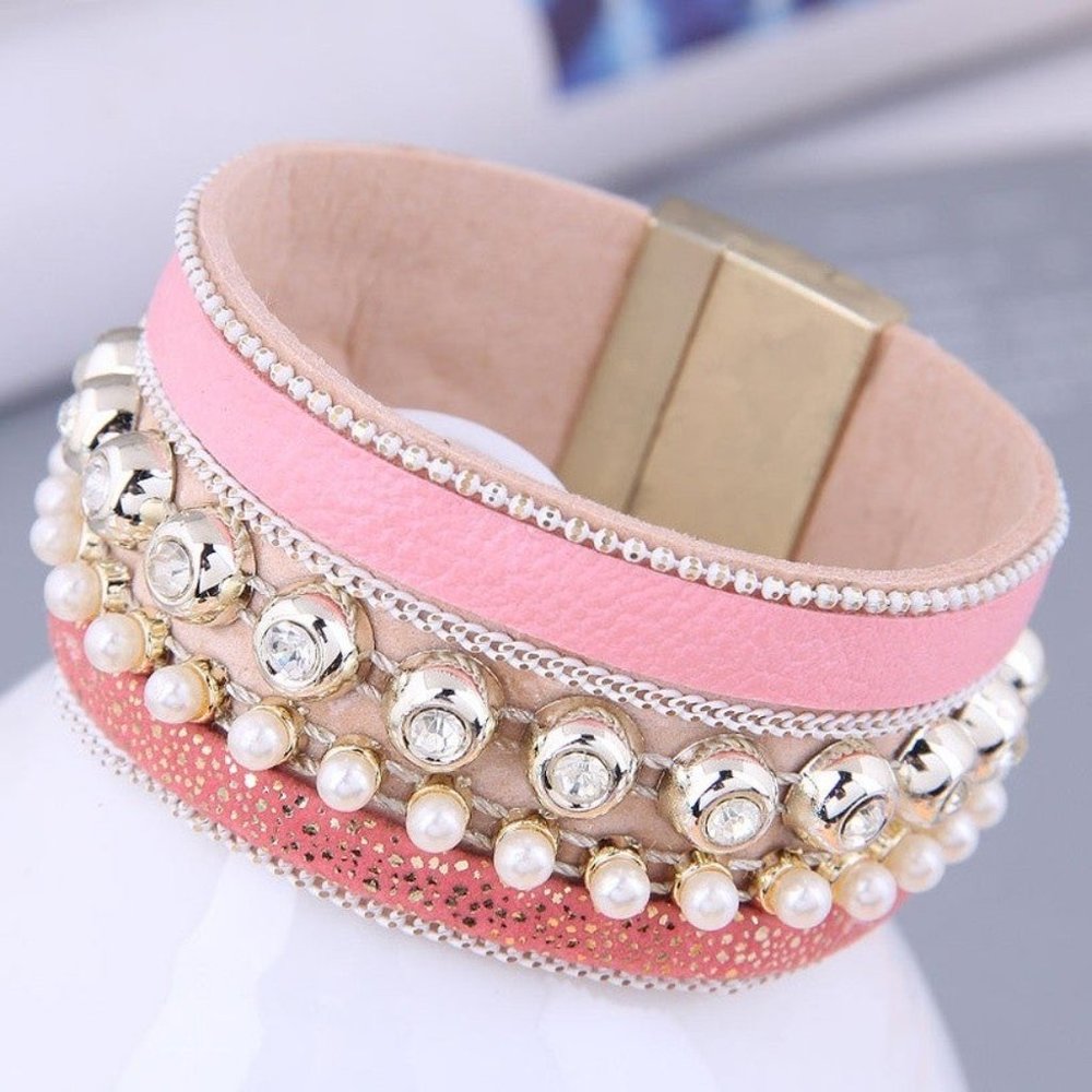 Magnetic Cuff Bracelet - Teal, Pink or Tan - Picture 3 of 4